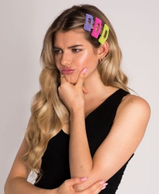 Beaded Neon Hair Clip 3 Piece Set