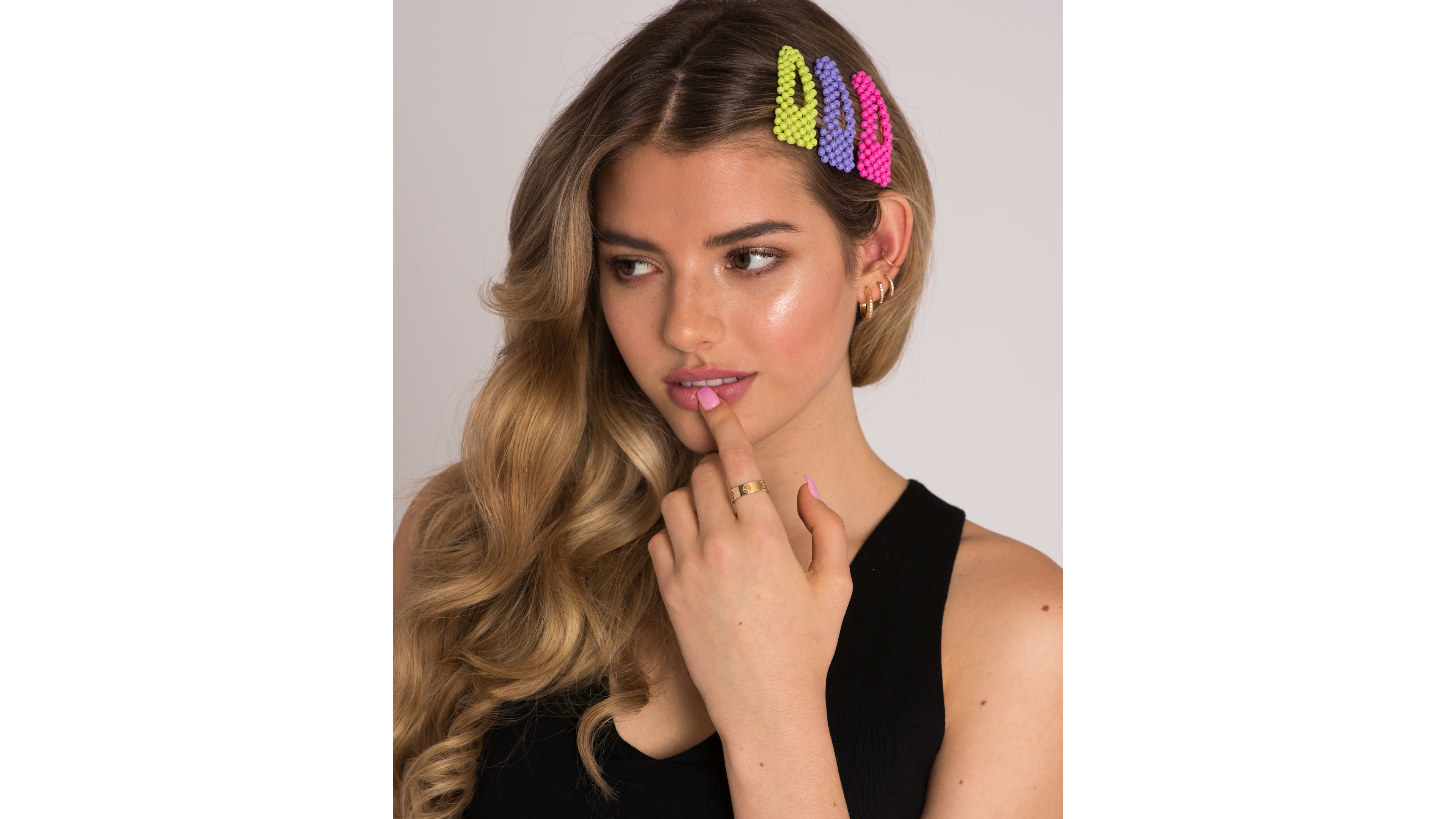 Soho Style Beaded Neon Hair Clip 3 Piece Set