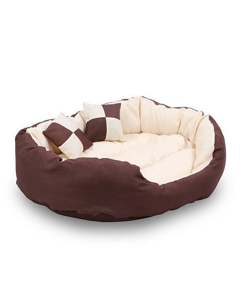 Happycare Textiles Durable Bolster Sleeper Oval Pet Bed With