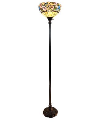 Tiffany Style Hummingbirds Floral Torchiere Floor Lamp
