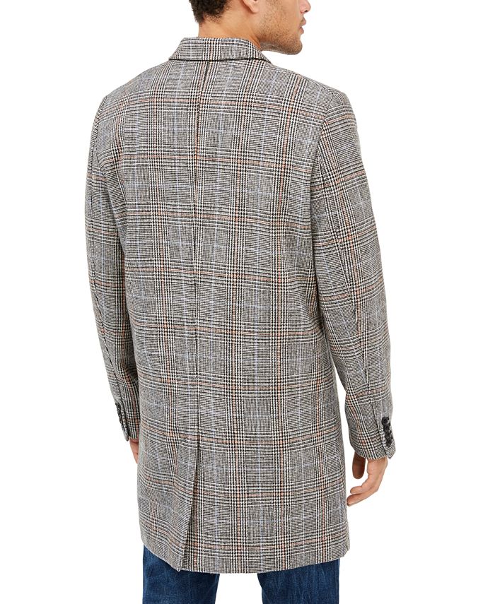 GUESS Men's Marmont Plaid Double Breasted Overcoat - Macy's