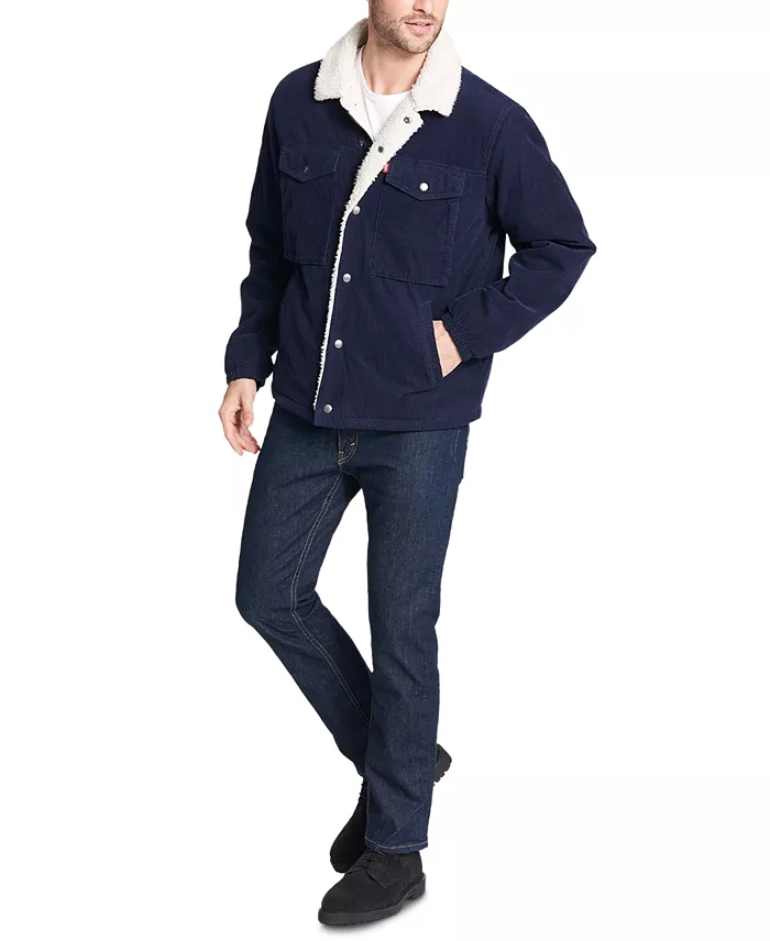 Men's Fleece-Lined Corduroy Trucker Jacket - thumbnail 5