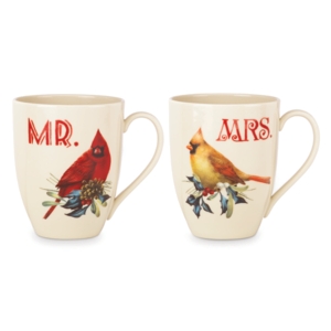 Lenox Winter Greeting Cardinal Mr. & Mrs. Mug Set In Ivory