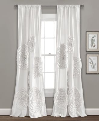 Lush Decor Serena Light Filtering Window Curtain Panel, Single, 54" W x 84" L, White - Drapes - Floral Curtains for Bedroom - Cute Curtains