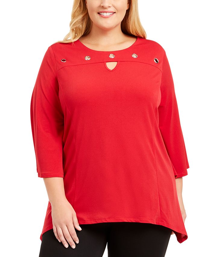 NY Collection Plus Size Grommet Keyhole Top - Macy's