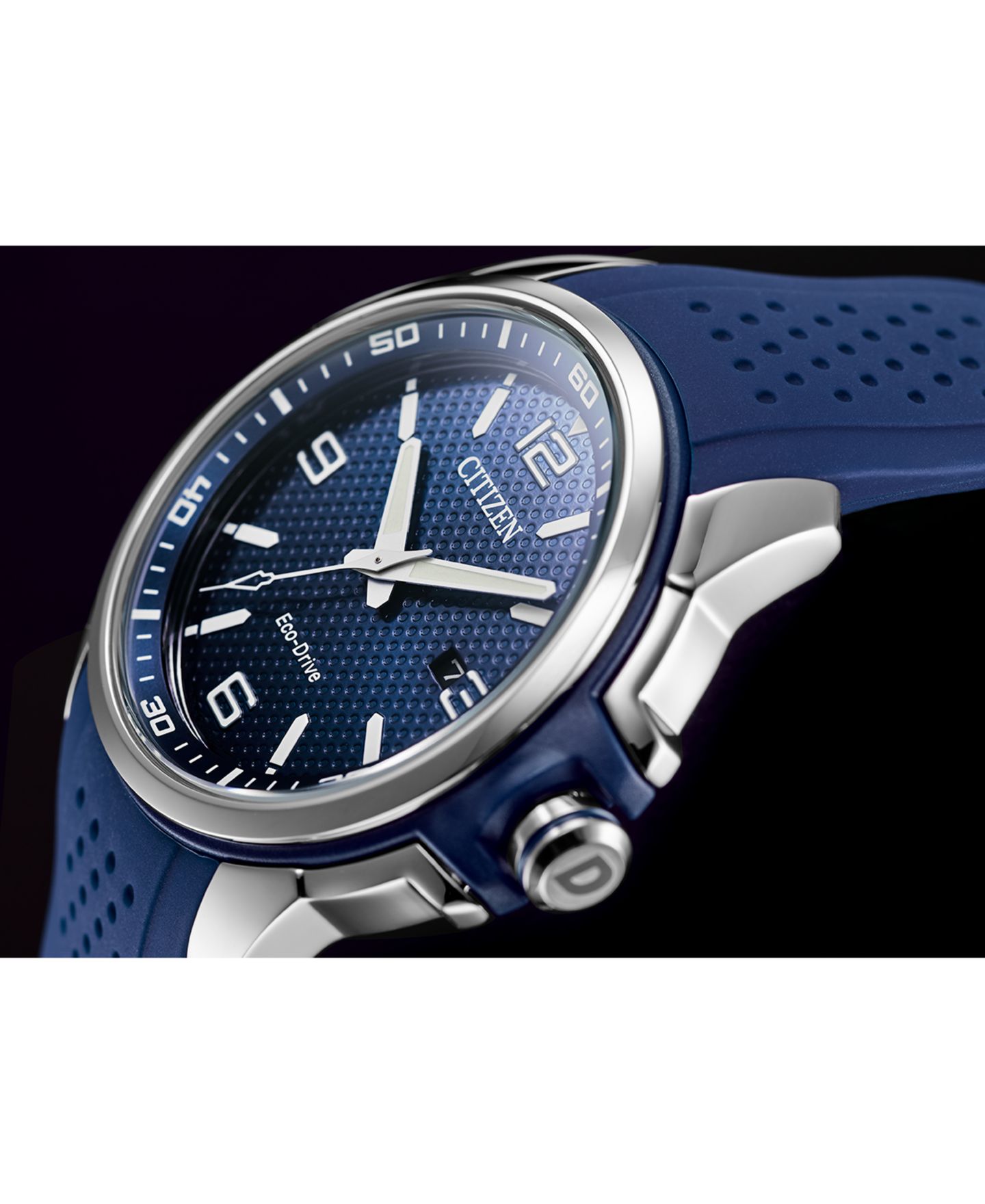 Мужские часы Drive From Citizen Eco-Drive Blue Polyurethane Strap Watch 45mm — фото 4