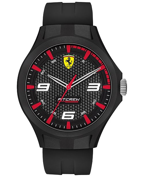 Ferrari Men S Redrev Black Silicone Strap Watch 44mm Gift