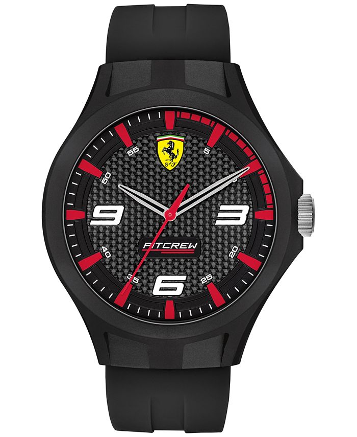 Ferrari Men's RedRev Black Silicone Strap Watch 44mm Gift Set & Reviews ...