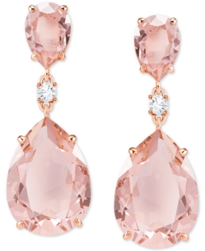 image of Swarovski Rose Gold-Tone Crystal Drop Earrings