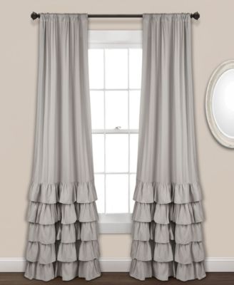 Allison Ruffle Light Filtering Window Curtain Panels Pair 40"W x 95"L Light Gray - Coquette Curtains for Bedroom - Ruffle Curtains Kids