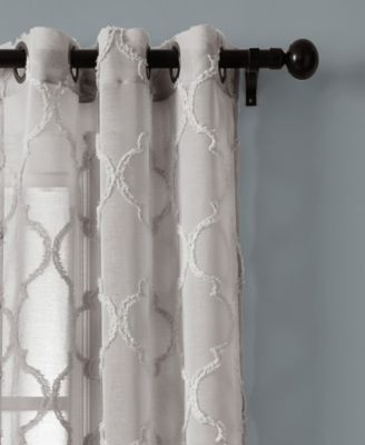Lush Decor Avon Trellis Grommet Sheer Curtain Panels, 38" x 84" Pair – Modern Sheer Window Curtains for Living Room or Farmhouse Bedroom