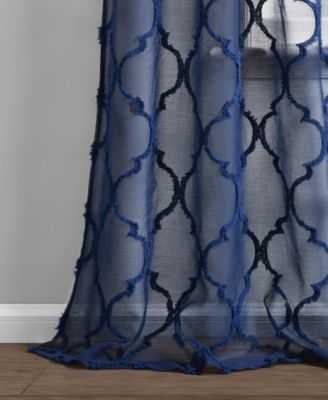 Lush Decor Avon Trellis Grommet Sheer Window Curtain Panels Pair - Sheer Curtains for Living Room or Bedroom