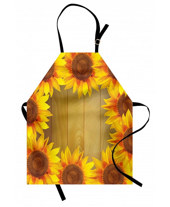 Sunflower Kitchen Apron Size Medium Retro Adjustable Apron with Golden Sunflowers
