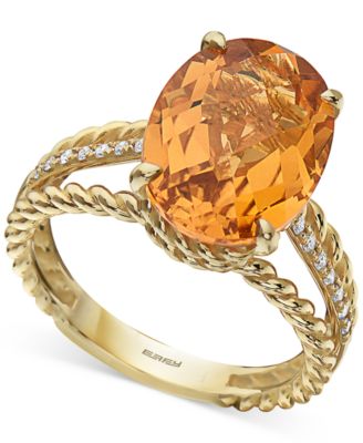 EFFY Collection - Citrine (5 ct. t.w.) & Diamond (1/10 ct. t.w.) Statement Ring in 14k Gold