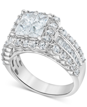 image of Diamond Princess Quad Cluster Engagement Ring (1-3/4 ct. t.w.) in 14k White gold