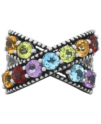 EFFY Collection EFFY® Multi-Gemstone Crisscross Statement Ring (4-1/3 ct. t.w.) in Sterling Silver