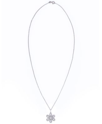 Diamond 3/8 ct. t.w. Flower Pendant Necklace in Sterling Silver