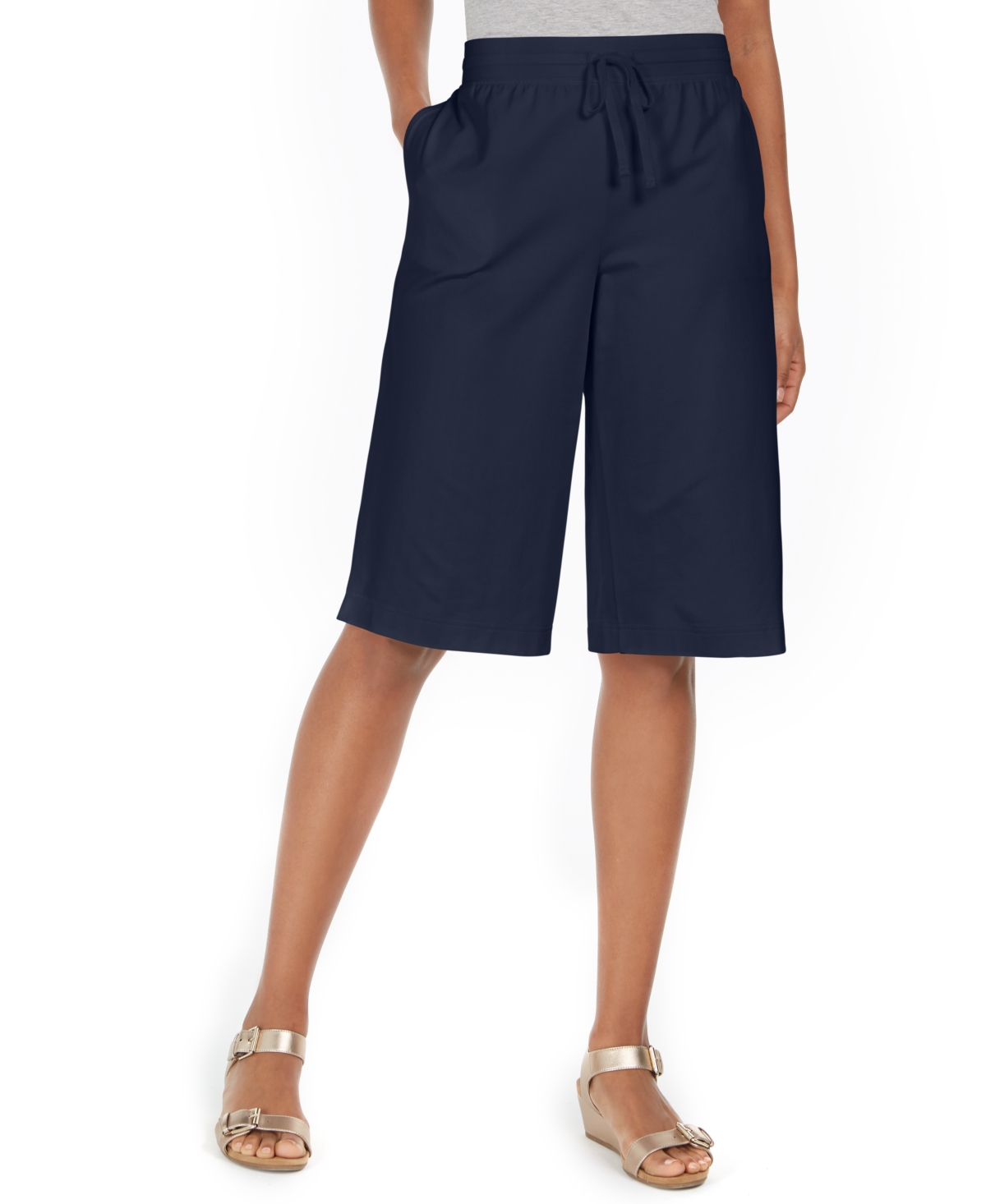 Petite Knit Skimmer Shorts, Created for Macy's - Intrepid Blue