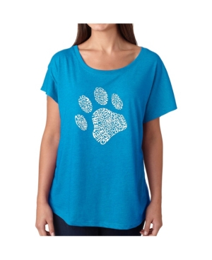 La Pop Art Women's Dolman Cut Word Art Shirt - Dog Paw