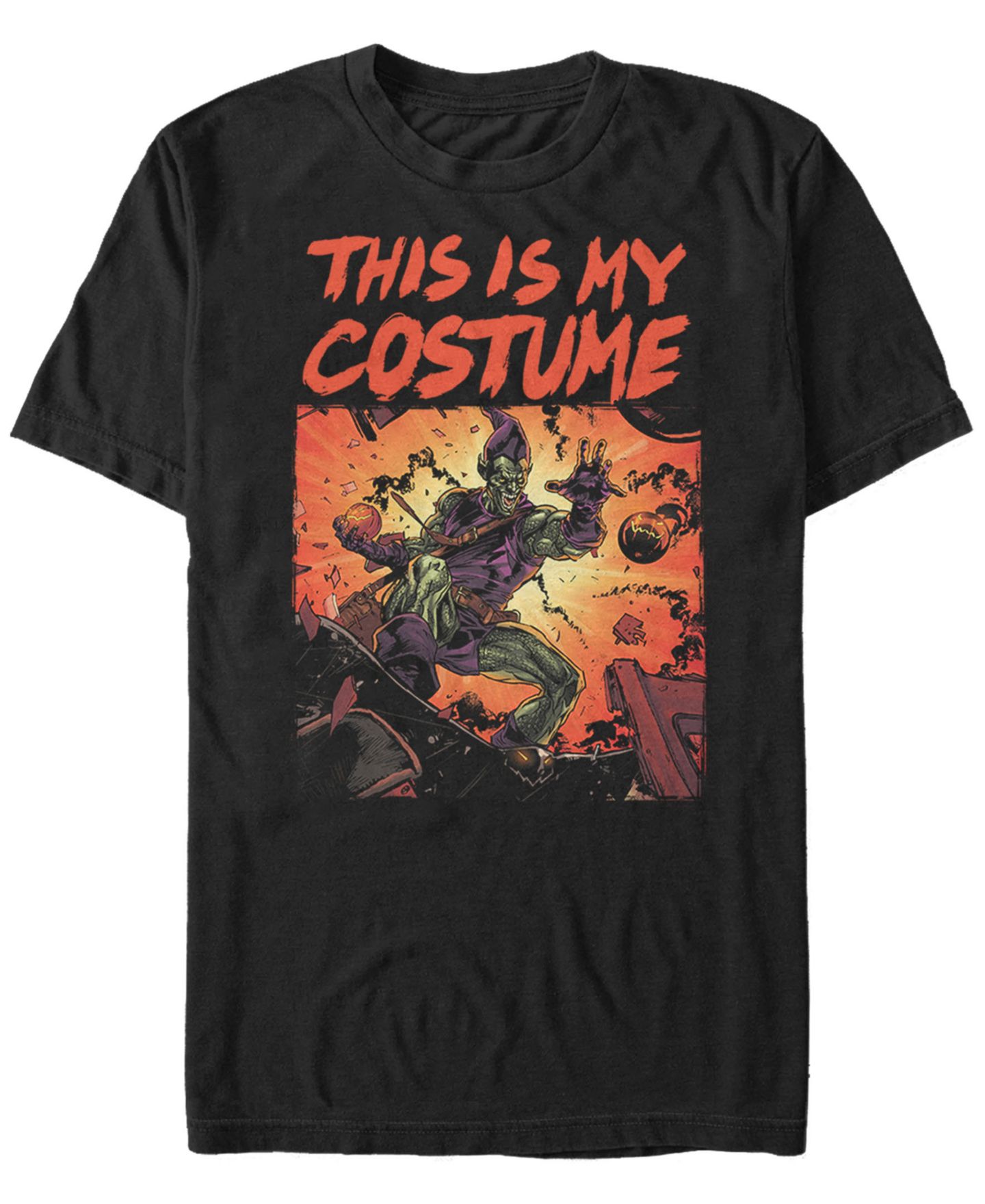 Мужская футболка Fifth Sun Marvel Classic Green Goblin Halloween Costume Short Sleeve, цвет: Чёрный — фото 1