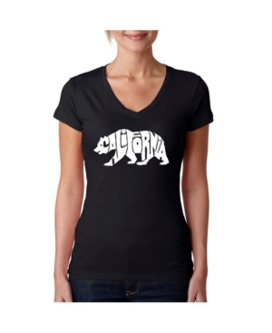 image of La Pop Art Women-s Word Art V-Neck T-Shirt - California Bear