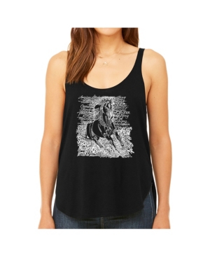 image of La Pop Art Women-s Premium Word Art Flowy Tank Top- Popular Horse Breeds