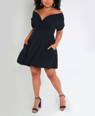 macy's off the shoulder black dress