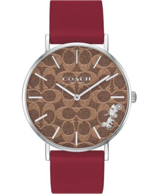 COACH - Women's Perry Red Leather Strap Watch 36mm