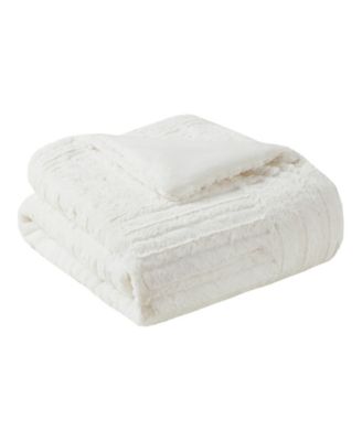 Arctic Checkerboard Plush Faux-Fur Throw, 50" x 60"