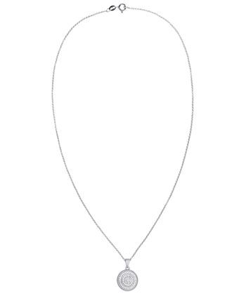 Macy's - Diamond (1/4 ct. t.w.) Circle Pendant Necklace in Sterling Silver