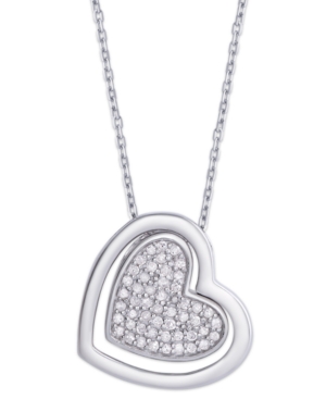 image of Diamond 1/4 ct. t.w. Heart Pendant Necklace in Sterling Silver