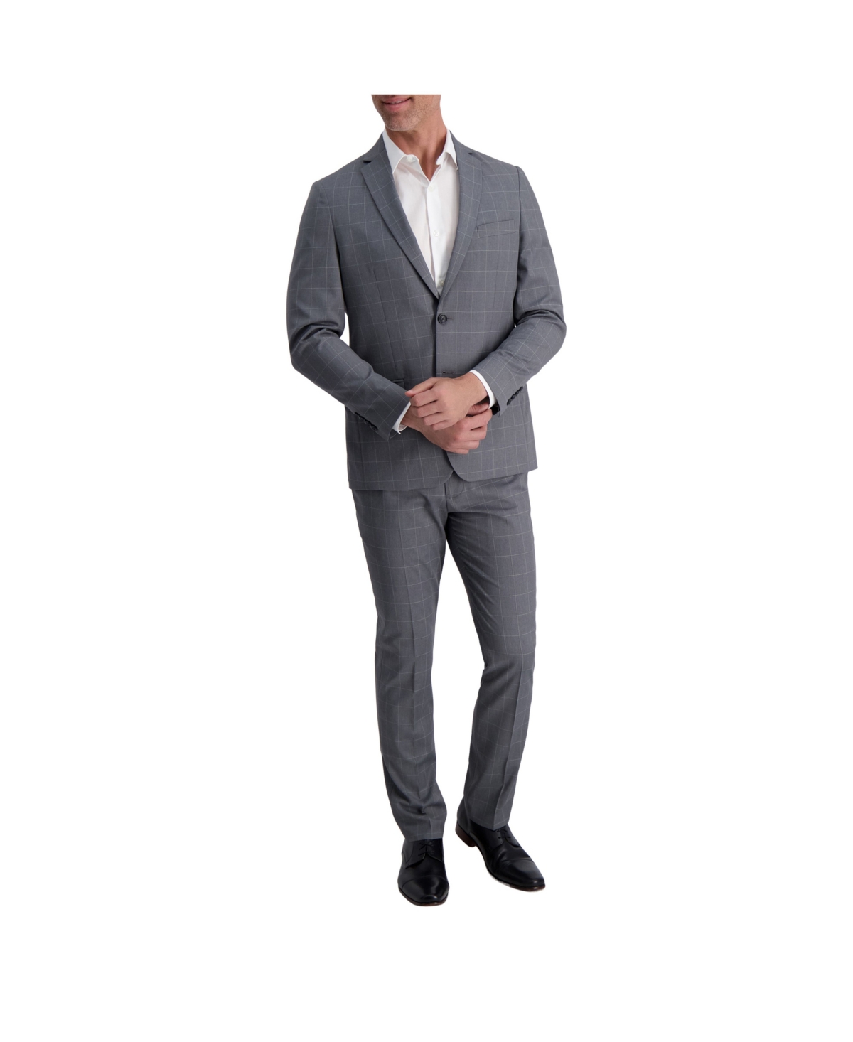 Stretch Windowpane Slim Fit Suit Separate Jacket - Med Grey