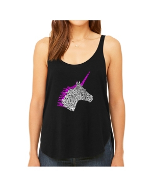 image of La Pop Art Women-s Premium Word Art Flowy Tank Top- Unicorn