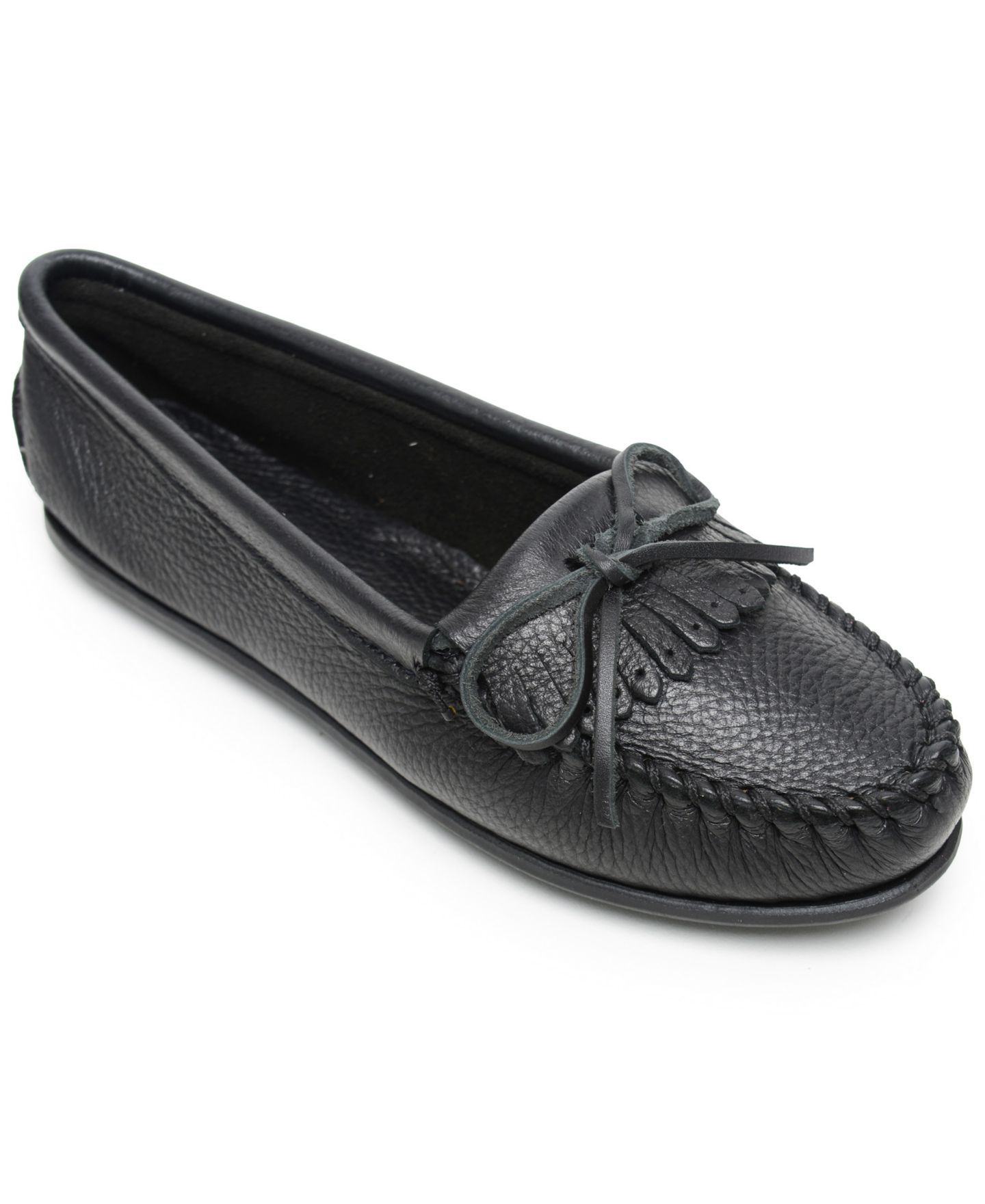 Женские мокасины Minnetonka Kilty из оленьей кожи, цвет: Чёрный — фото 1