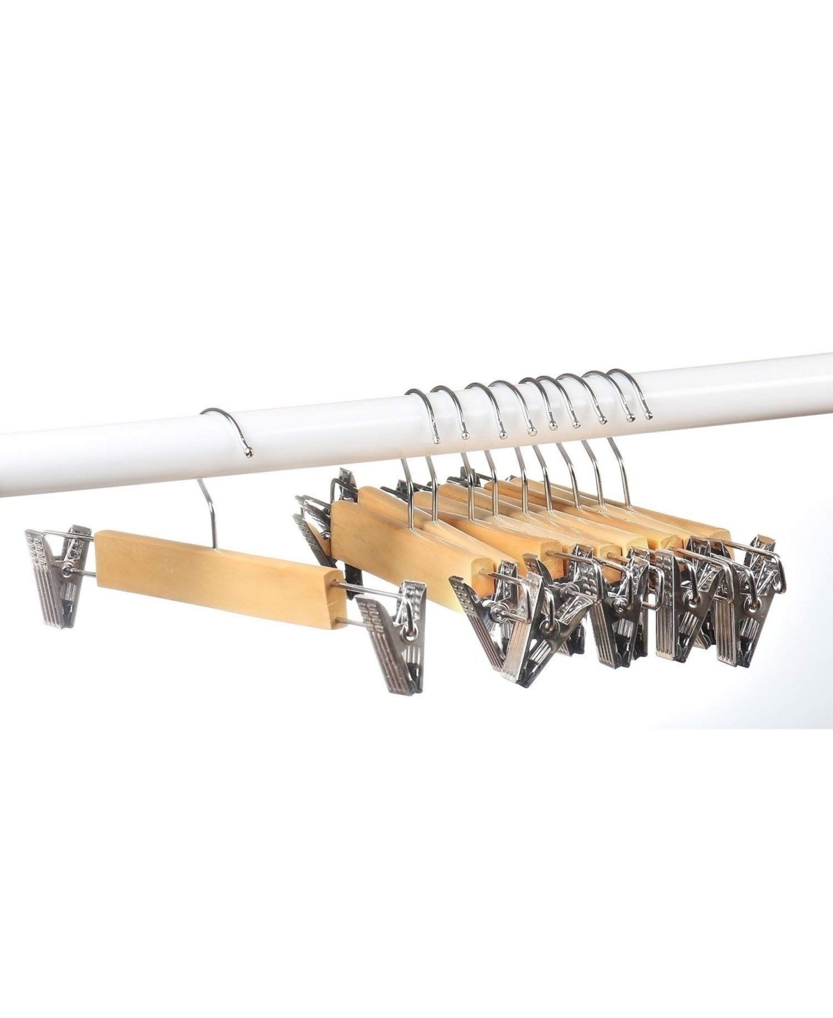 10 Pack Wood Hangers with Metal Clips - Wood Hangers for Suits, Skirts, or Pants Hangers - Wood