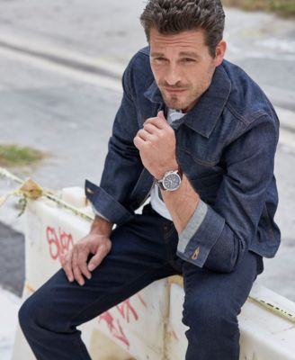 Eco-Drive Men's Calendrier Brown Leather Strap Watch 44mm 