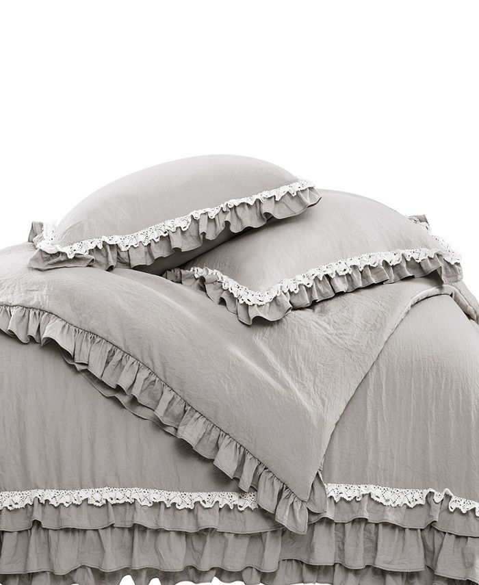 Lush Décor Ella Ruffle Lace 3Piece Full/Queen Comforter Set Macy's