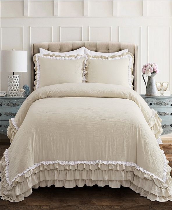 Lush Décor Ella Ruffle Lace 3Piece Full/Queen Comforter Set & Reviews
