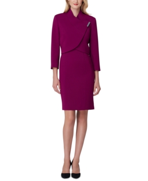 Tahari Asl Wrap-Jacket Dress Suit