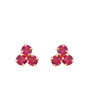 image of Certified Ruby (3/4 ct. t.w.) Button Stud in 10k Yellow Gold