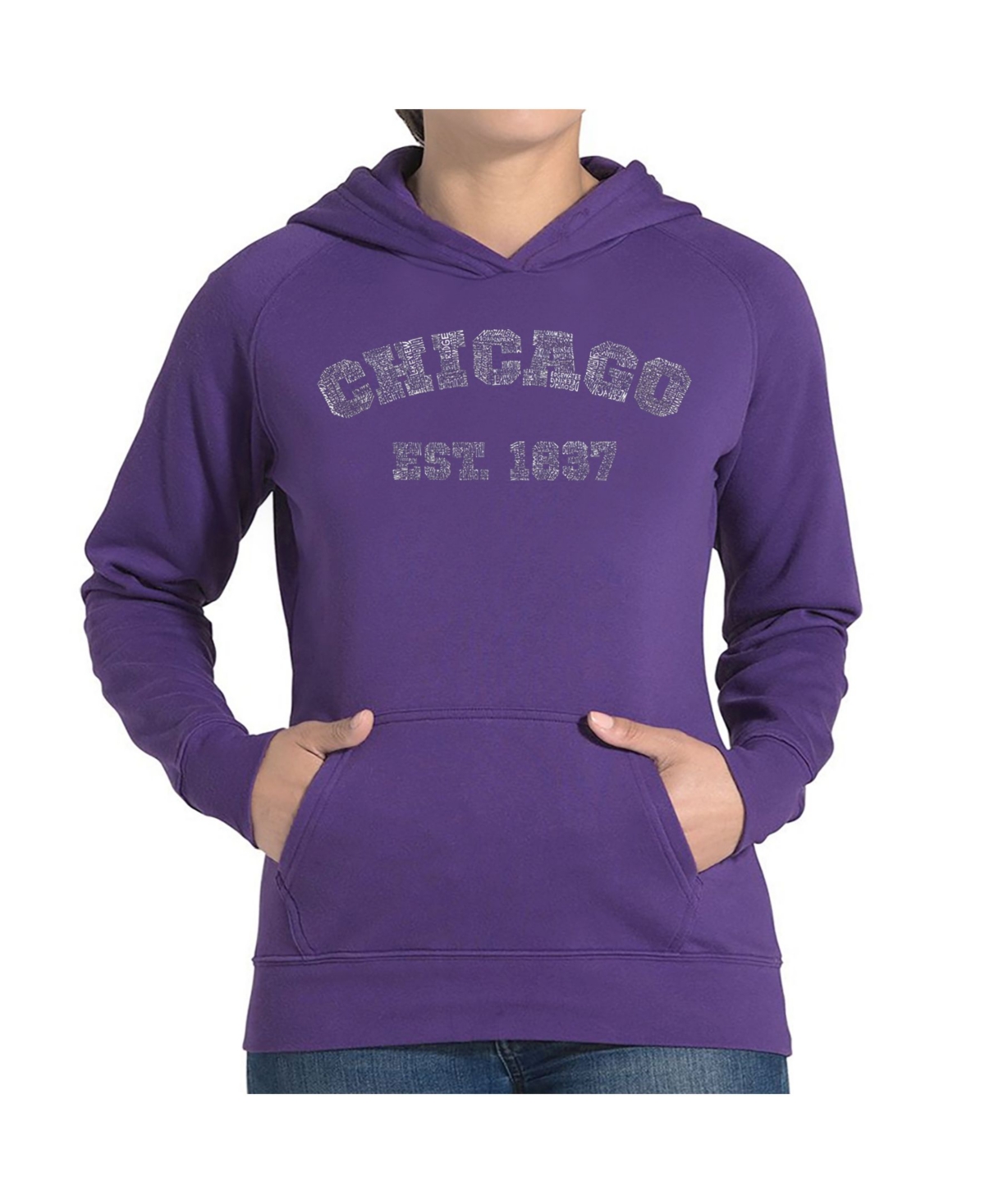 La Pop Art Women's Word Art Hooded Sweatshirt - Chicago 1837