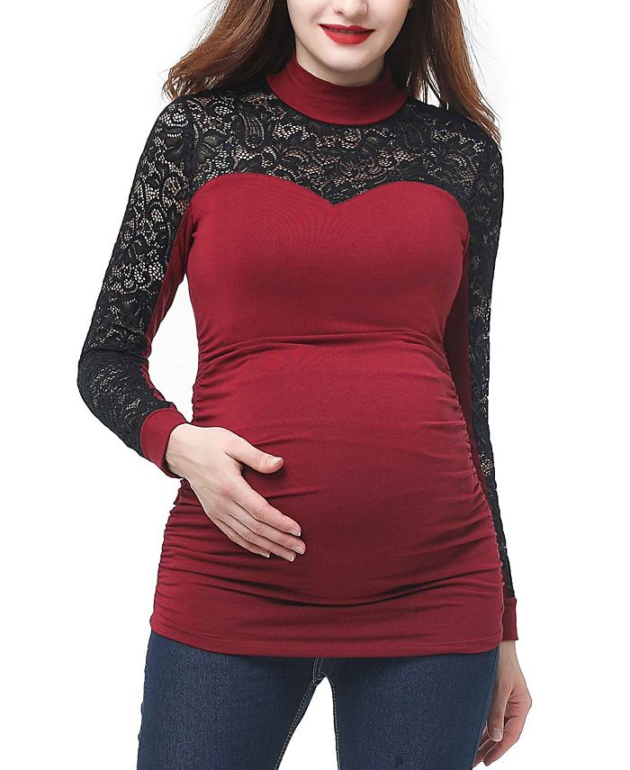 kimi + kai Faye Maternity Mock Neck Lace Top & Reviews - Maternity ...