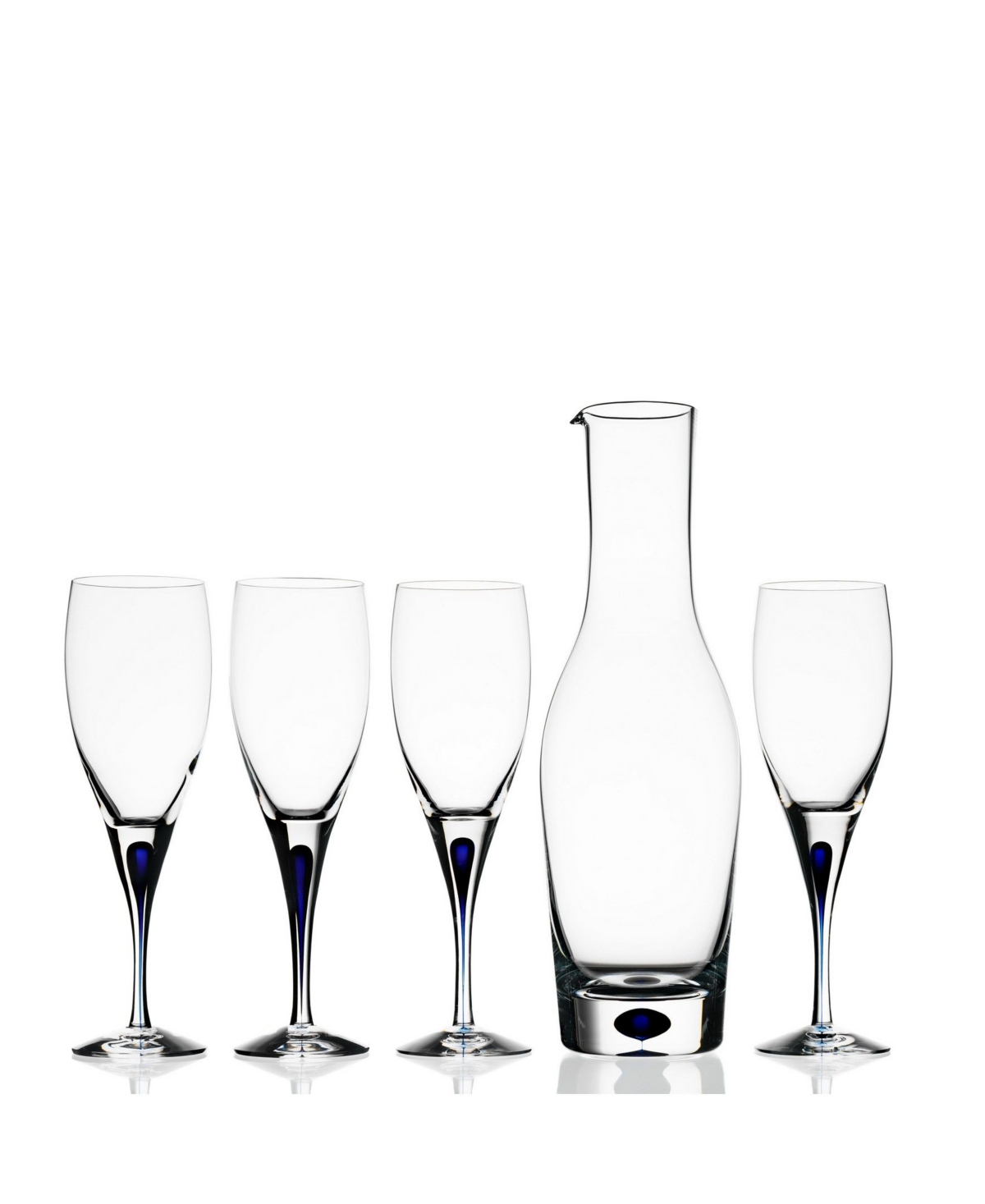 ORREFORS INTERMEZZO BLUE WHITE WINE GLASS 