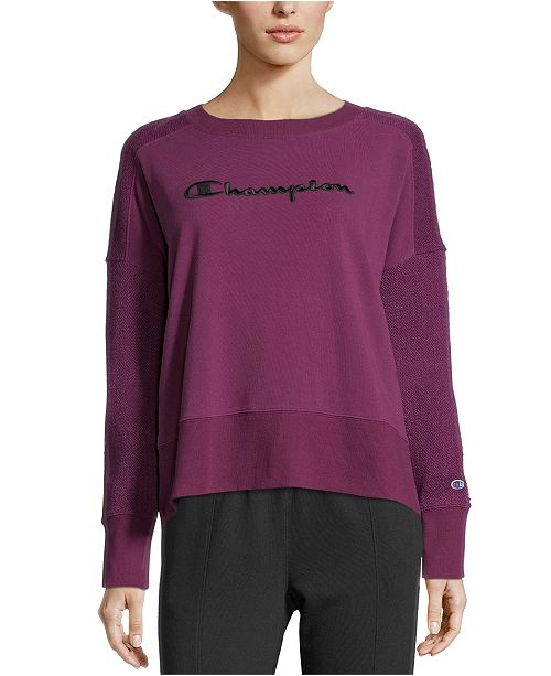 Champion Women S Heritage Cotton Mixed Texture Sweatshirt