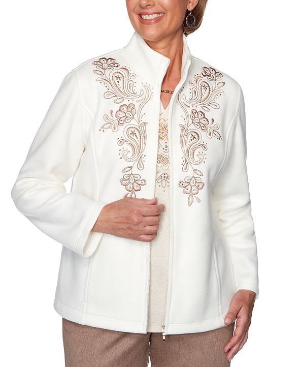 Alfred Dunner Petite First Frost Embroidered Fleece Jacket & Reviews Jackets & Blazers