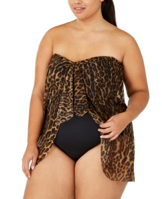 Lauren Ralph Lauren Plus Size Leopard Print Flyaway One Piece