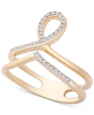 Wrapped - Diamond Double Row Loop Ring (1/6 ct. t.w.) in 14k Gold