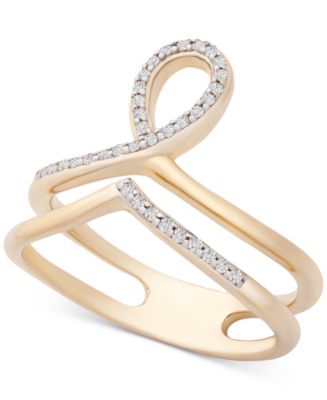 Wrapped™ Diamond Double Row Loop Ring (1/6 ct. t.w.) in 14k Gold ...