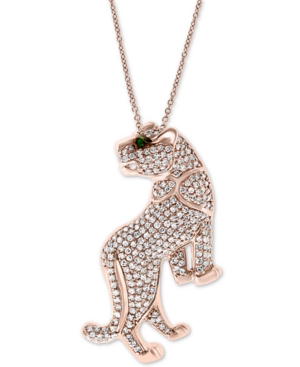 image of Effy Diamond (7/8 ct. t.w.) & Emerald Accent Big Cat 18
