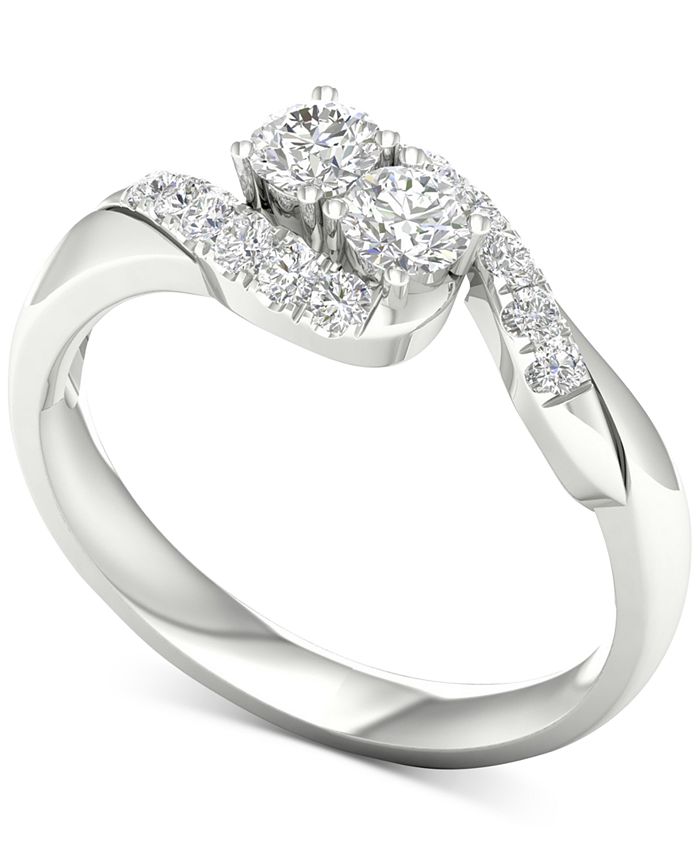 Macy's - Diamond Curve Statement Ring (1/2 ct. t.w.) in 14k White Gold